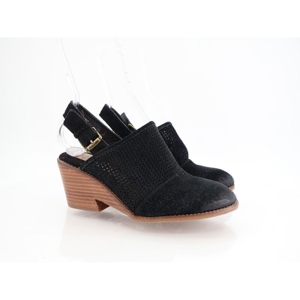 Sofft Womens Sallis Wedge Slingback Clogs Size 6.5 M Black Suede Perforated